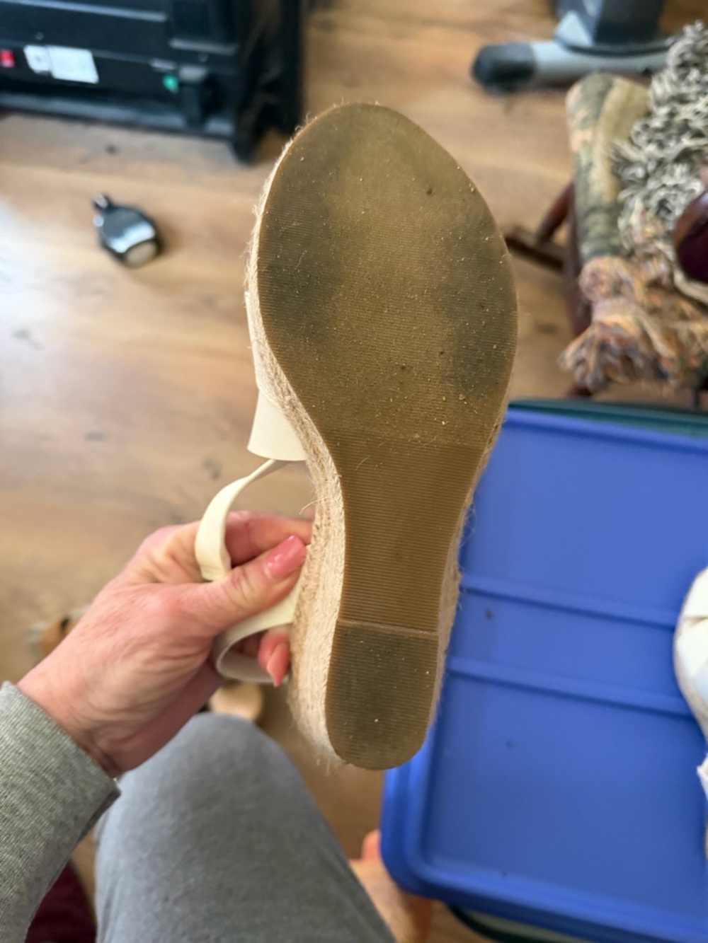 JustFab Cream Espadrille Wedge Sandals